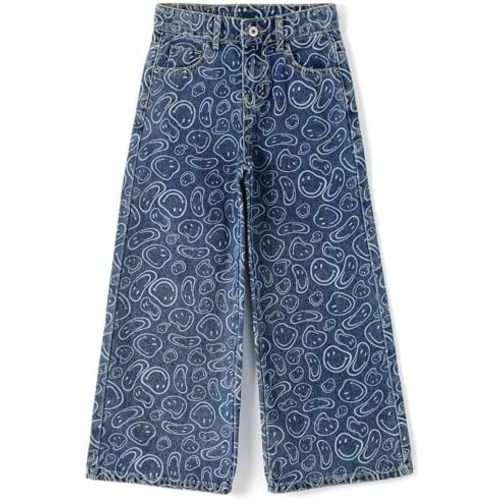 KIDSCOOL SPACE Girls Wide-Leg Jeans,Little Big Girl Baggy Denim Pants