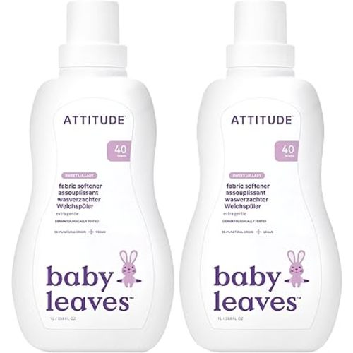 ATTITUDE Baby Fabric Softener, Hypoallergenic, Non-toxic, ECOLOGO Certified, Fluid Ounce, 40 Loads 33.8 Fl Oz Sweet Lullaby (42137) (Pack of 2)