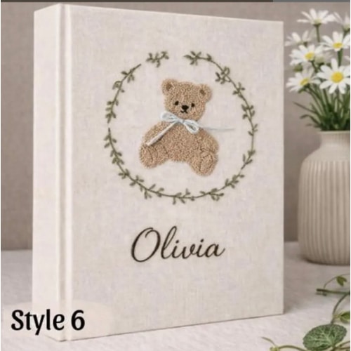 Custom Hand Embroidered Keepsake Album, Embroidered Photo Album With Sleeves, Personalized Baby Photo Album, Baby Scrapbook