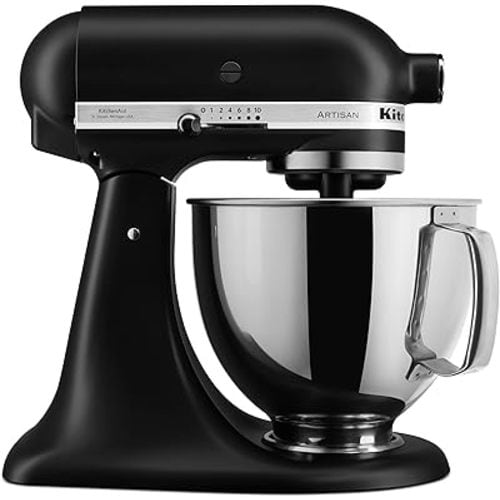 KitchenAid Artisan Series 5 Quart Tilt Head Stand Mixer with Pouring Shield KSM150PS, Matte Black