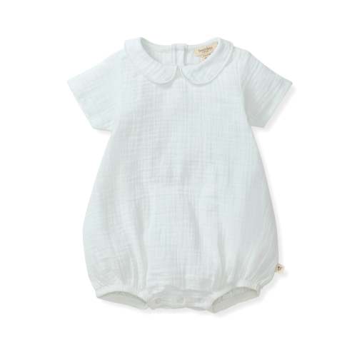 Baby Boy Muslin Collar Bubble Romper – Burt's Bees Baby