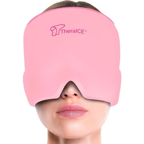 TheraICE Headache Relief Cap, Migraine Ice Pack Mask Products, Women Cooling Gel Hat, Face Cold Compress Head Wrap for Her Stress. Great Birthday Gift for Mom, Sister, Grandma, Girlfriend, & Teacher