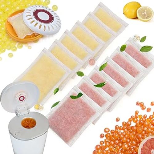 NewKe 12 Pack Odor Eliminates Refills for Puck Baking Soda Cartridge, Diaper Pail Deodorizer Replacement for Munchkin Step and Pall Diaper Pails, 6 Grapefruit & 6 Lemon flavor