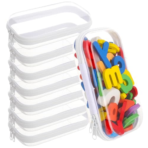 8Pcs Clear Hard Shell Zipper Case, Transparent Hard Plastic Zipper Pouches, Portable Travel Storage Organizer Bins, Hard Plastic Case for Toy Cosmetics Snacks Toiletry (S: 7.8 x 4.7 x 2 Inch)