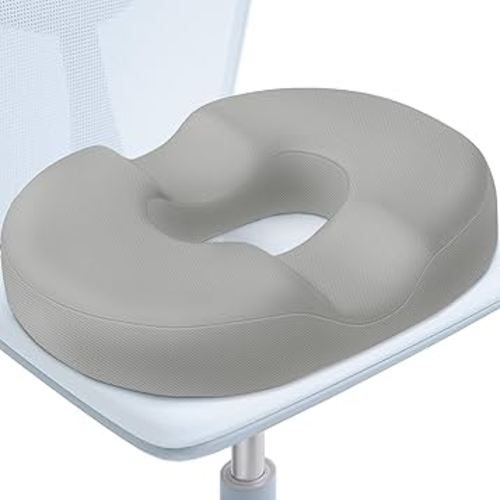 BlissTrends Donut Pillow Seat Cushion,Donut Chair Cushions for Postpartum Pregnancy & Hemorrhoids,Tailbone Pain Relief Cushion,Memory Foam Lifting Cushions for Office&Home Chairs (Light Grey)