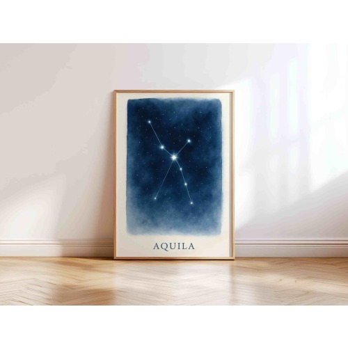 Aquila Constellation Art – Montessori Night Sky Printable, Celestial Wall Decor, Altair Star Map for Kids & Nurseries