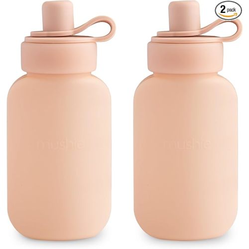 mushie Silicone Puree Pouch 2-Pack | 5 oz Reusable Baby Food Pouches (Blush)