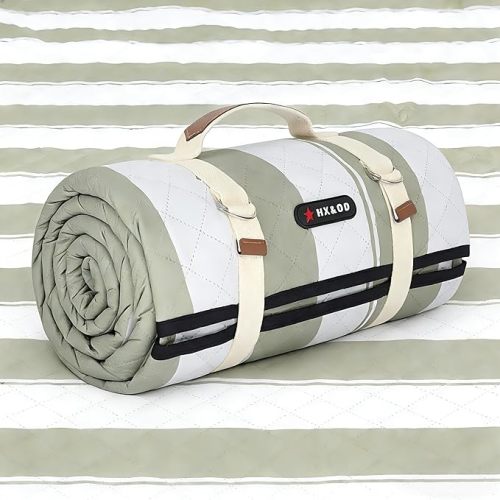 HX&OD Outdoor Picnic Blanket Extra Large, 80”x80” Waterproof Picnic Mat Foldable Camping Blanket Portable with Carry Strap for Beach Mat (Green)