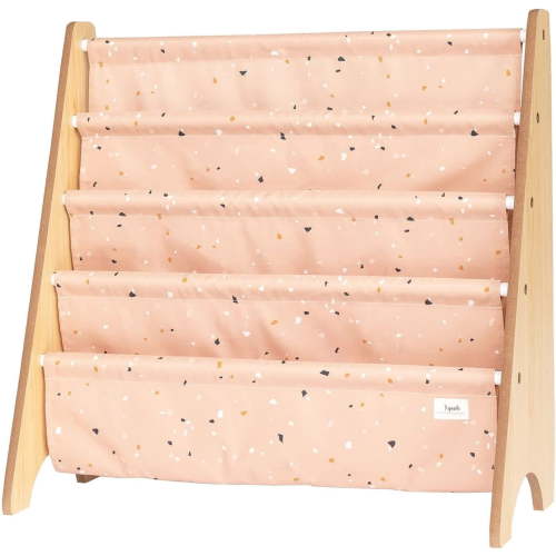 3 Sprouts Kids Book Rack, Recycled Fabric Organizer, Clay Terrazzo, Ages 3+