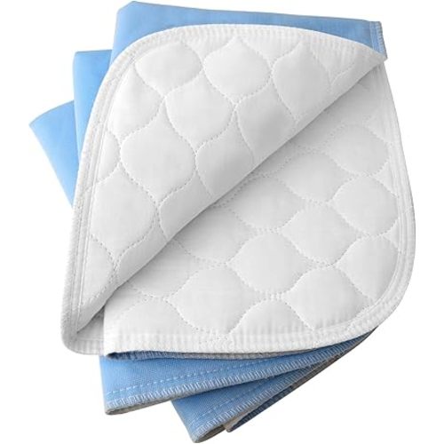 4-Layer Ultra Soft Quilted Bed Pads, 18" x 24" (3 Pack), Heavy Absorbency Underpad, Machine Washable, Mattress Protection for Elderly Seniors, Kid and Pets