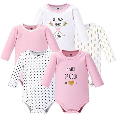 Hudson Baby baby-girls Cotton Long-sleeve Bodysuits 5-pack