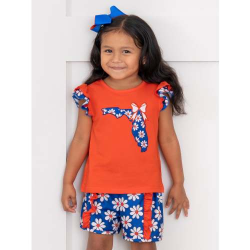 Florida Embroidered Floral Ruffle Outfit