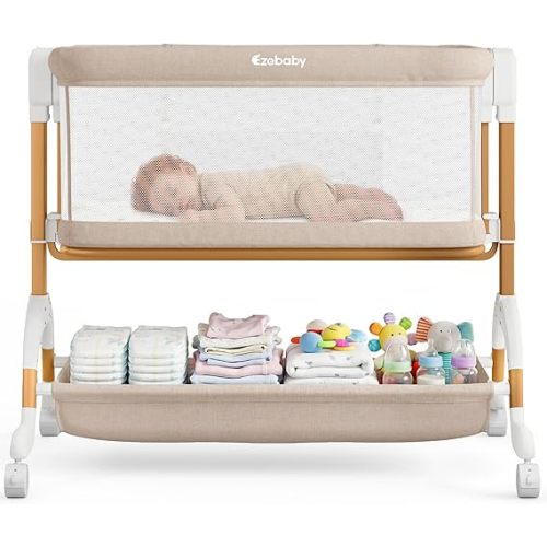 Ezebaby 3 in 1 Baby Bassinet Bedside Sleeper, Rocking Bassinet for Newborns