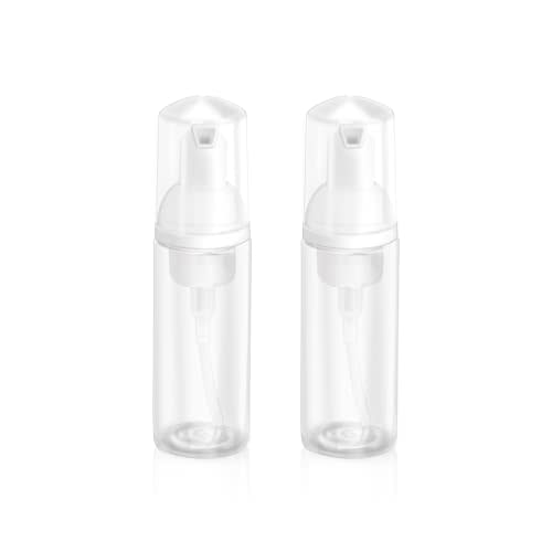 [2Pcs] 2oz Plastic Foam Pump Bottle, Empty Bottle Travel Foaming Dispenser | [60ml] [Clear] [For Hand Soap, Shampoo]