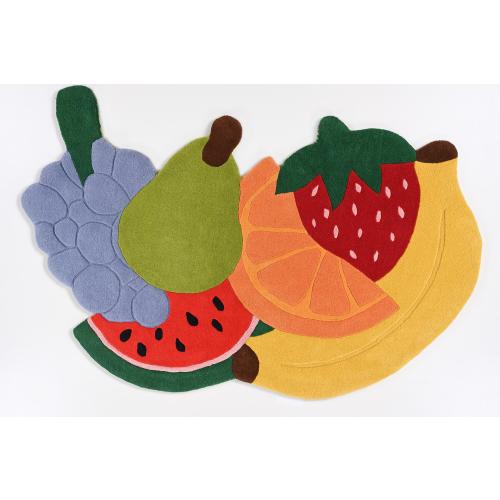 Handmade Fruit Rug: Tufted Wool & Cotton, Colorful Playroom Decor