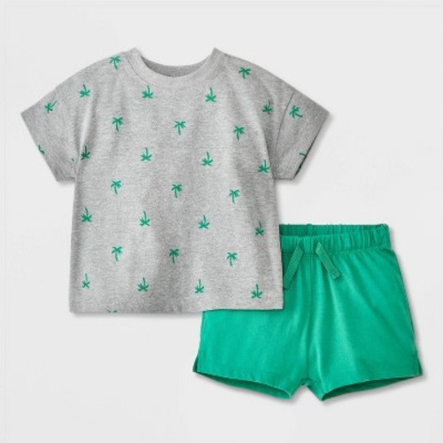 Baby Boys' Top & Bottom Set - Cat & Jack™ Green/Gray 0-3M