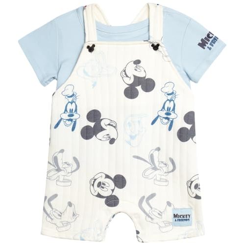 Disney Baby Boys Shorts Set - 2 Piece Spiderman Mickey Mouse Cars Winnie the Pooh Shortall Romper Shirt Short Set (0-3M-24M)