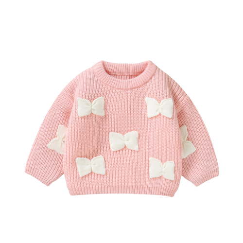 TEDOYE Toddler Baby Boys Girls Knit Crewneck Bow Sweater Kids Pullover Sweater Shirt Winter Warm Coat Leisure Wear, 9-12 Months