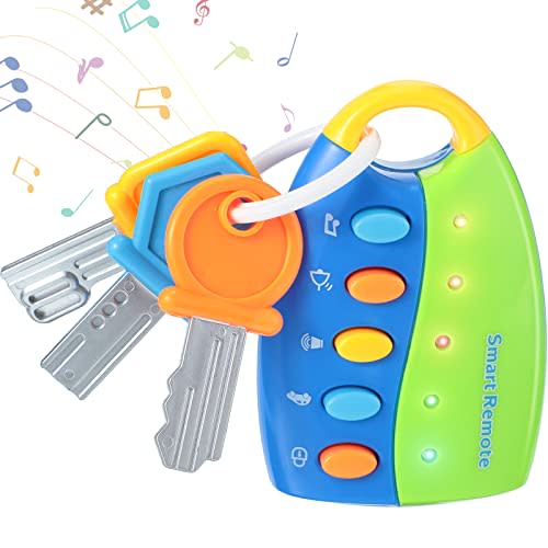 Skylety Musical Car Key Toy for Toddlers with Sound and Lights,Blue | Smart Remote Design, Fun and Educational Toys, for Travel Play
