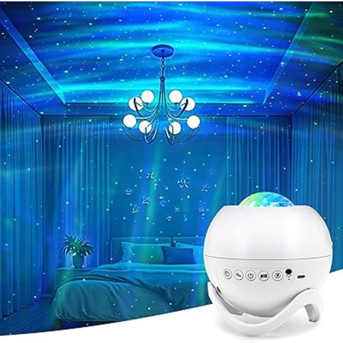Star Projector Galaxy Projector for Bedroom, White Noise Bluetooth Speaker Northern Lights Projector, Suitable Gaming, Home Theater, Adult, Christmas Mood Night Light