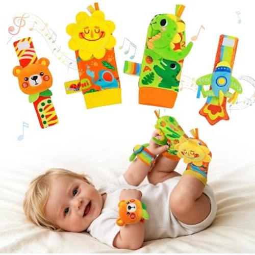 Baby Rattle Wrist Socks Sensory Toys for Infants 0-6 6-12 Months