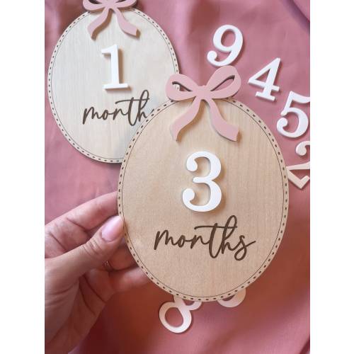Bow Milestone Sign | Bow Milestone cards | Baby Announcement Sign | Newborn Stats | Engraved Baby Sign | Bow Baby Name Sign