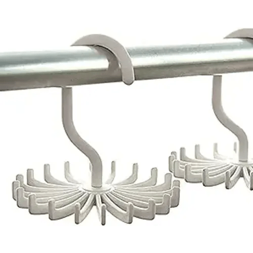 3 Pack Twirl Ties Rack Closet Organizer Tie Hanger Hook Headband Holder (White)