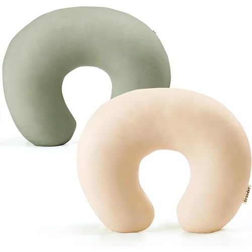 GRSSDER 2 Pack Nursing Pillow Covers, Ultra Soft Stretchy Minky Fabric, Easy Removable and Universal Fit for Breastfeeding Pillows Snug and Cozy Comfort