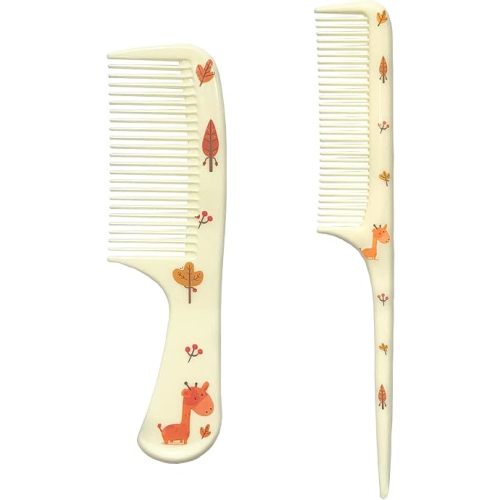Small Cute Hair Comb,2 Piece Mini Hair Comb Set Toddler Combs Set for Girls Boys Kids Fine Tooth Rat Tail Comb Portable Plastic Hairdressing Combs Gift For Wet And Dry Hair (Yellow horse)