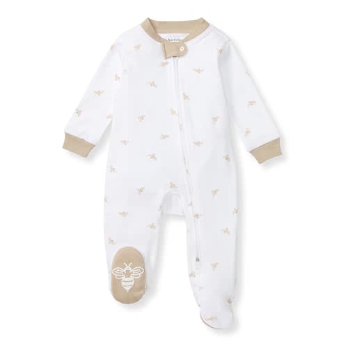 Burt's Bees Baby Boys' Organic Cotton, Sleep and Play Footed Pajamas | Easy zip front PJs feature a 2-way zipper to ensure newborns have a restful nights sleep