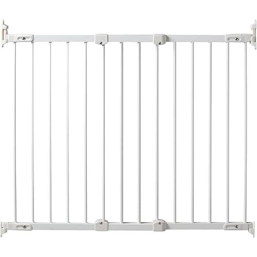 KidCo 28-42.5" Angle Mount Safeway Angeled Baby Gate for Stairs with Banister or Uneven Walls | No-Trip Top of Stairs Baby Gate No Bottom Bar | Quick-Release Mounted Hardware (White)