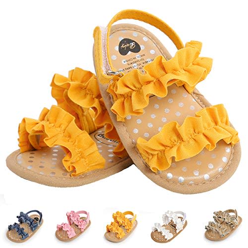 Ohwawadi Baby Boys Girls Sandals Soft Sole Summer Infant Wedding Dress Flat Shoes Beach Sandal Newborn Crib Shoes First Walkers