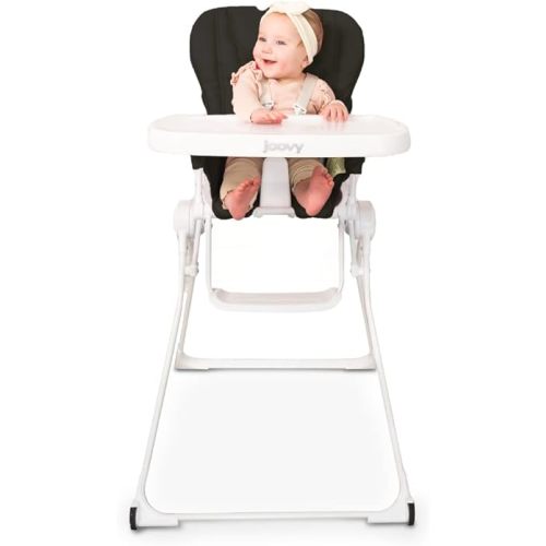 Joovy Nook NB High Chair Featuring Four-Position Adjustable Swing Open Tray, 3-Position Reclining Seat, and Front Wheels for Added Mobility - Folds Down Flat for Easy Storage, Jet