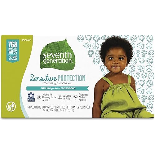 Seventh Generation Baby Wipes Sensitive Protection with Snap Seal Diaper Wipes 768 Count