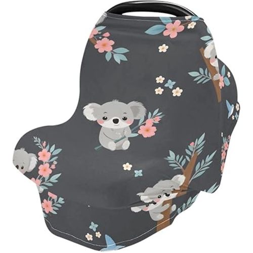 Koala Nursing Cover Breastfeeding Scarf, Cute Cartoon Koala Car Seat Covers for Babies Infant, Stroller Cover, Carseat Canopy for Boys Girls