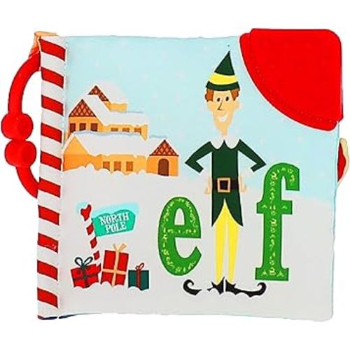 Kids Preferred Elf Soft Book - Peek-a-Boo Flap, Crinkle, BPA Free Teether Corner, On-The-Go Clip, Colorful Pages, Ages 0 Months and up, 5 in