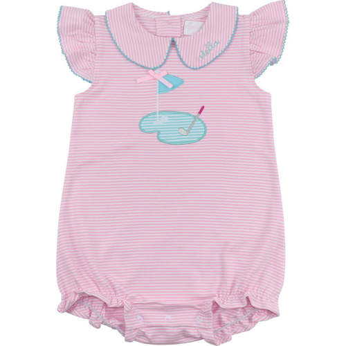 Pink Stripe Knit Applique Golf Bubble
