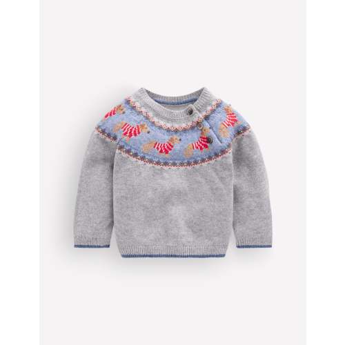 Fair isle Sweater - Grey Marl Puppy | Boden USA
