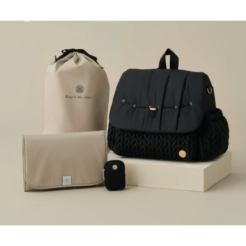 Levy Stylish Diaper Backpack - Black Herringbone