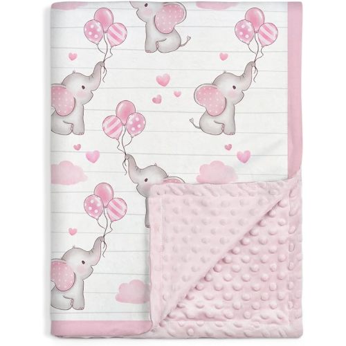 SANDJEST Elephant Kid Blanket for Girl - 30 x 40 Minky Throw Blankets for Girls - Gift for Kids on Birthday