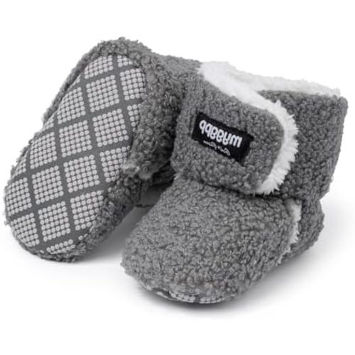 KIDSUN Infant Baby Boy Girl Cozy Fleece Bootie Newborn Stay On Slipper Winter Warm Gripper Non-Slip Crib Shoes