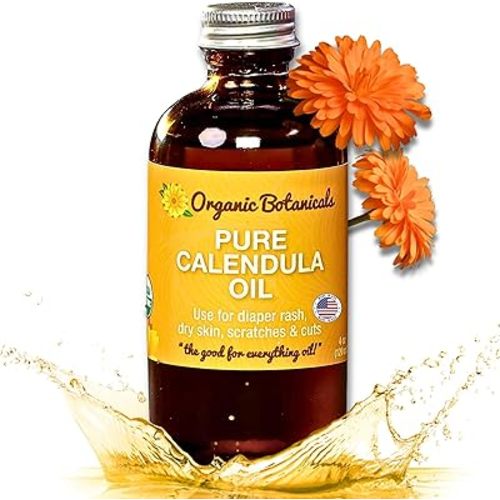 Calendula Oil Organic for Skin- Trauma Oil Organic Calendula Skincare from Local Organic Calendula Flowers, Calendula Eczema Oil, Certified Organic, 4 Oz