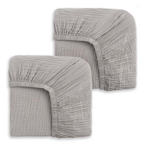 Storm Grey Muslin Crib Sheets | Organic Cotton 2-Pack
