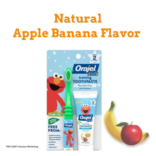 Orajel Elmo Fluoride-Free Tooth & Gum Cleanser with Toothbrush
