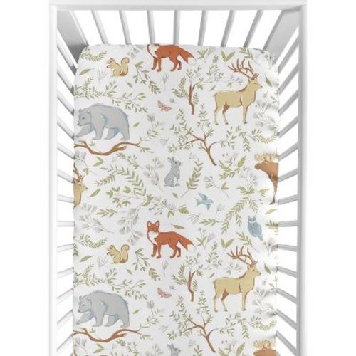 Sweet Jojo Designs Gender Neutral Unisex Baby Fitted Crib Sheet Woodland Forest Animal Toile Multicolor