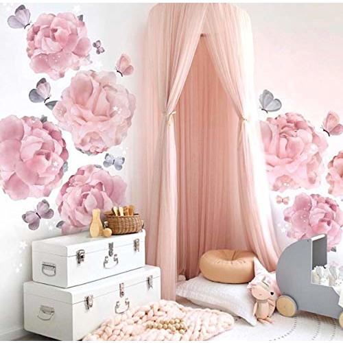 Shyneer Kids Bed Canopy,Princess Hanging Mosquito Net for Baby Crib Nook Castle Nursery for Kid's Room Decor,Pink