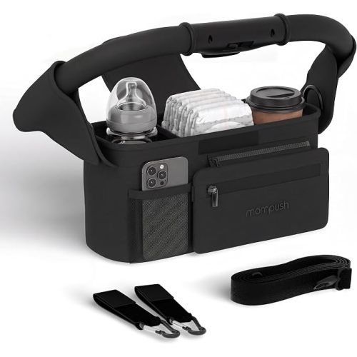 Mompush Universal Stroller Organizer Caddy with Insulated Cup Holder