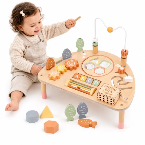 Montessori Activity Table for 1 Year Old | 8-in-1 Wooden Sensory Toy – Joyreal
