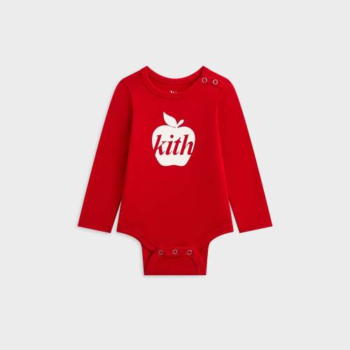 Kith Baby Apple Logo Graphic Long Sleeve Bodysuit - Fame