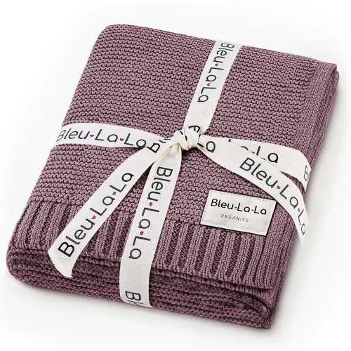 Heritage Knit Organic Cotton Receiving Swaddle Blanket for Girls - 100% Luxury Organic Cotton Knit Warm Cozy Crib Quilt Swaddle Blanket for Newborns Infants Babies & Toddlers (0-2Yrs - Sugar Plum)